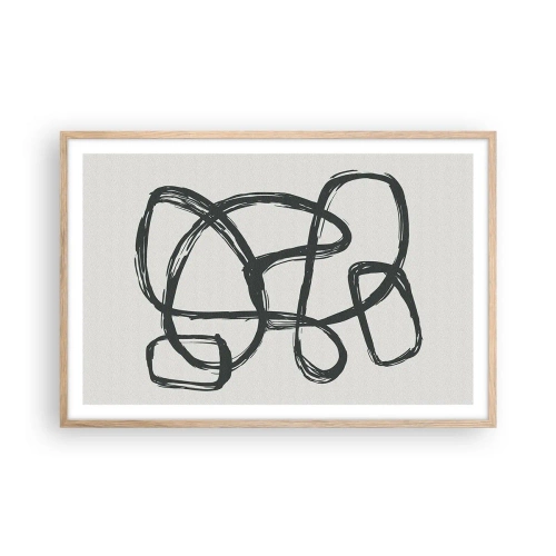 Póster en marco roble claro - Abstracción en bucle - 91x61 cm