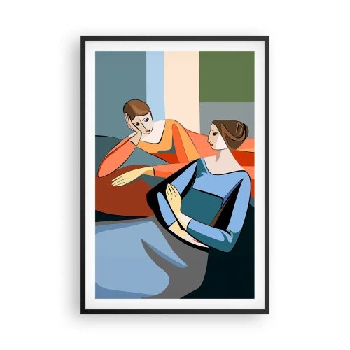 Póster en marco negro - Un momento de confidencias - 61x91 cm