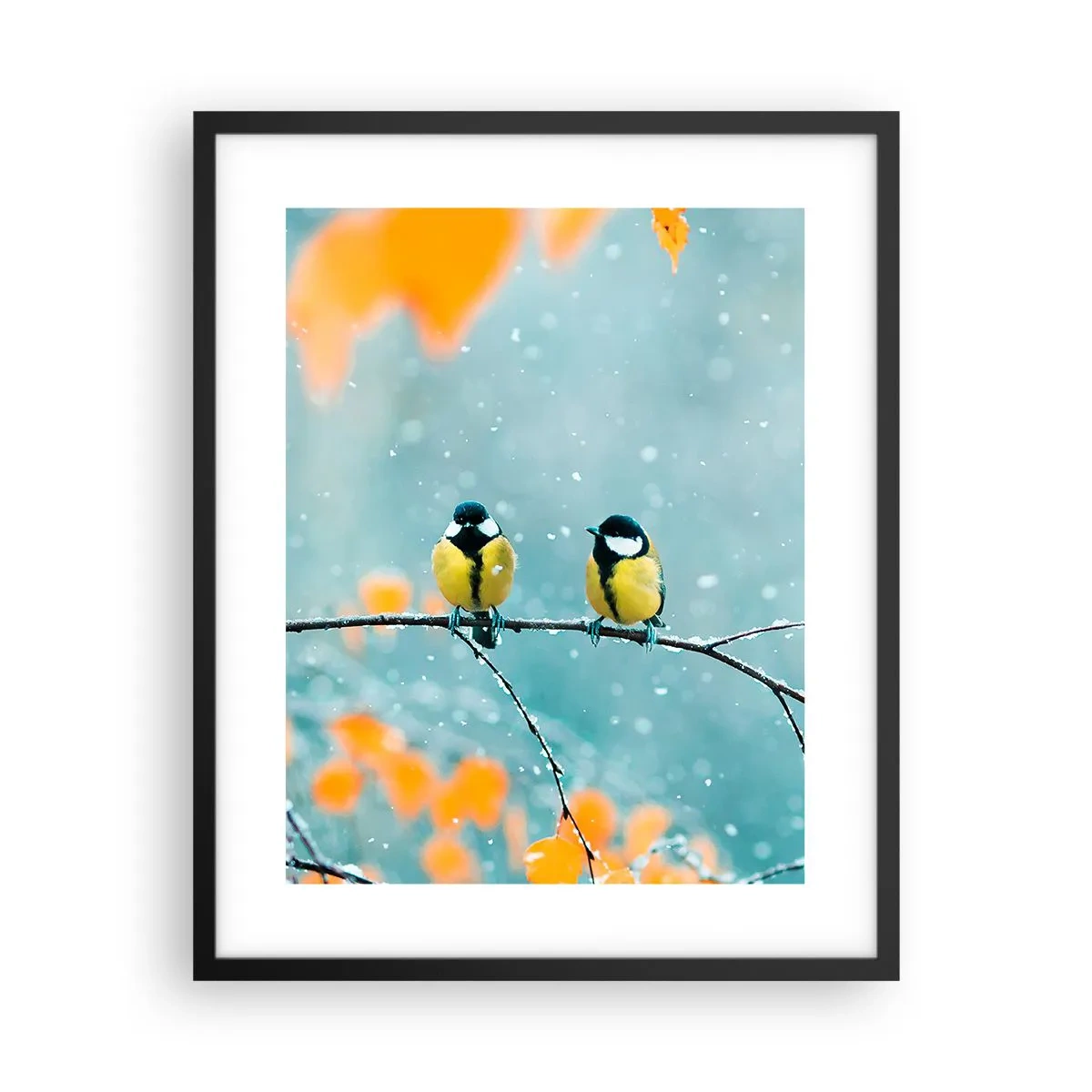 Póster en marco negro - Cotilleo de pájaros - 40x50 cm