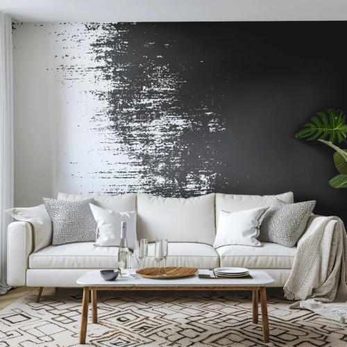 Fotomural Premium Sand - Abstracción en blanco y negro con efecto desgastado y texturizado. - 100x70cm - Y el ganador es... - Decoración de pared moderna para salón y dormitorio ARTTOR