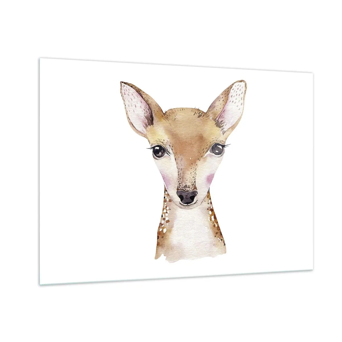 Cuadro sobre vidrio - Impresiones sobre Vidrio - Un encantador retrato en acuarela de un cervatillo joven. - 100x70cm - La naturaleza de la inocencia - Decoración de pared moderna para salón y dormitorio ARTTOR