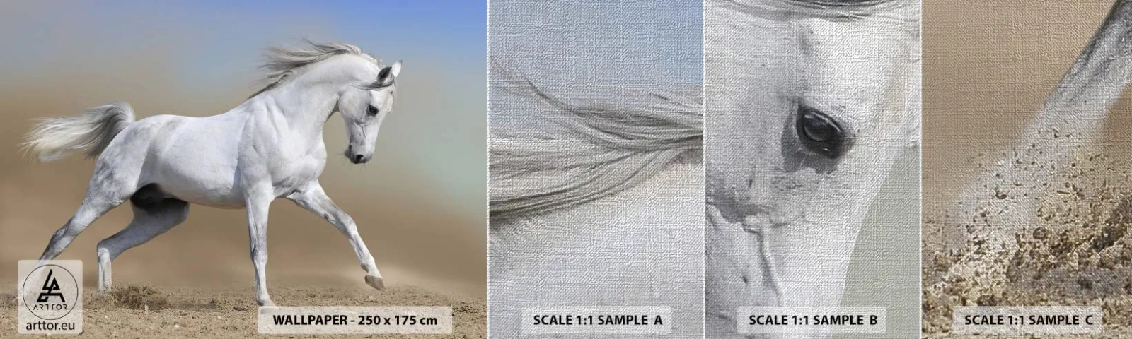 Muestra de fotomural Premium Canvas - El más bello cuento de hadas árabe - Caballo, animales, Galope - 100x30 cm