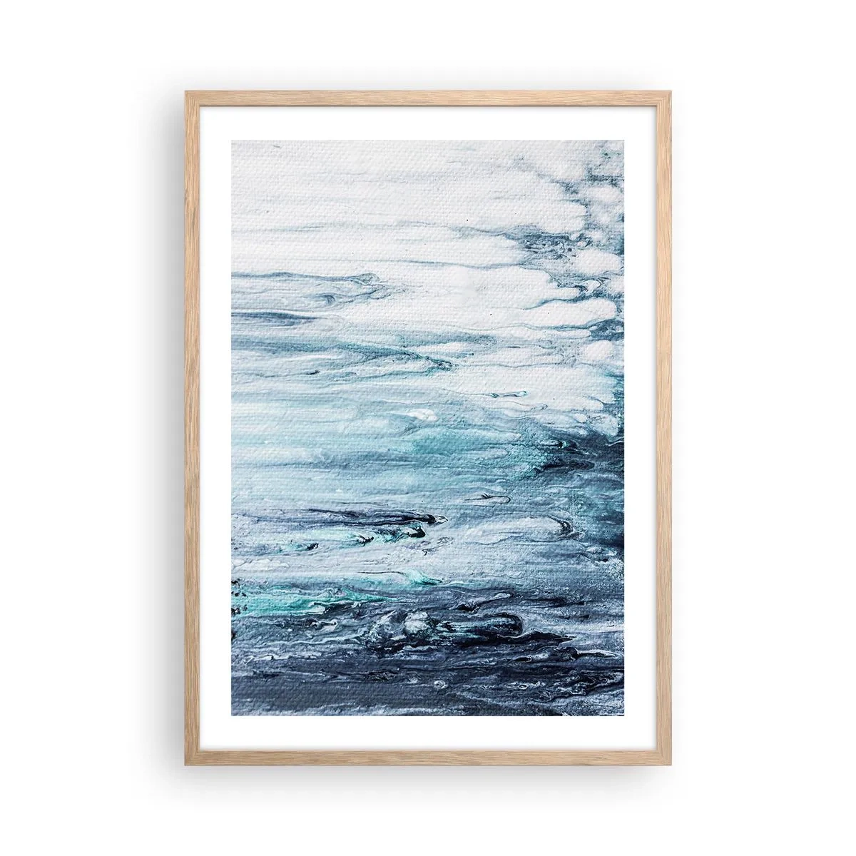 Póster en marco roble claro - Carámbanos de azul - 50x70 cm