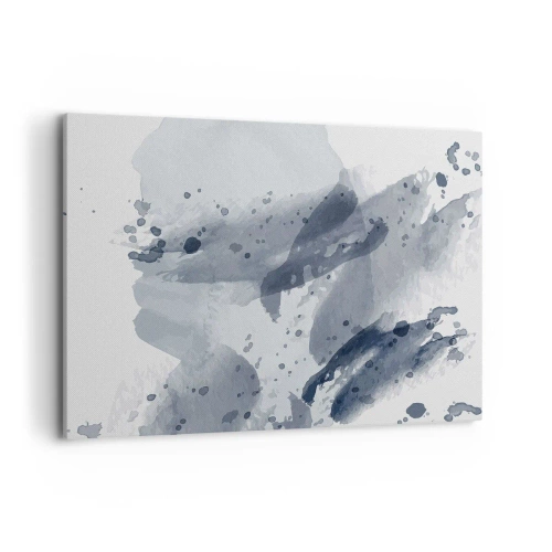 Cuadro sobre lienzo - Impresión de Imagen - Manchas abstractas en tonos azules sobre un fondo claro - 100x70cm - Un estudio sobre la naturaleza del agua - Decoración de pared moderna para salón y dormitorio ARTTOR