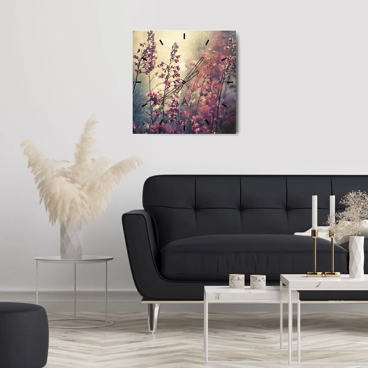 Reloj de pared - Reloj de vidrio - Flores a la luz del sol con la naturaleza como telón de fondo - 30x30cm - Jardín secreto - Decoración de pared moderna para salón y dormitorio ARTTOR