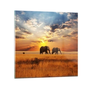 Cuadro sobre vidrio - Impresiones sobre Vidrio - Un paseo en familia - 50x50 cm