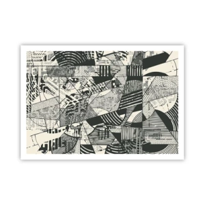Póster - Patrones abstractos geométricos en tonos verdes sobre un fondo claro - 100x70cm - La dinámica del presente - Decoración de pared moderna para salón y dormitorio ARTTOR