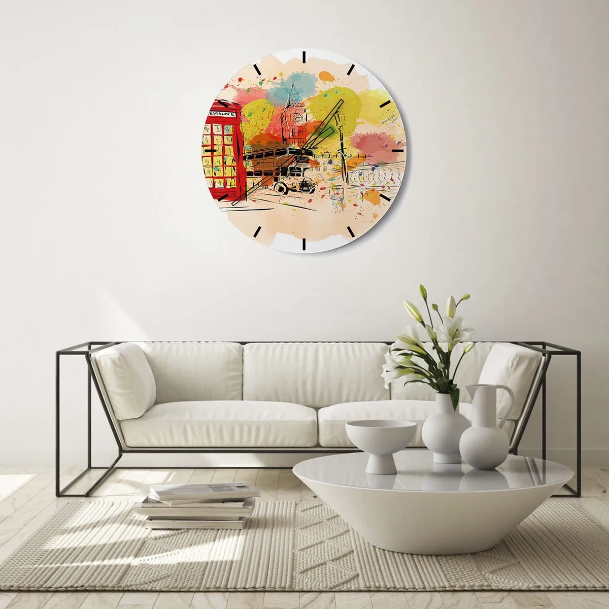 Reloj de pared - Reloj de vidrio - Una ciudad de la diversidad - 40x40 cm