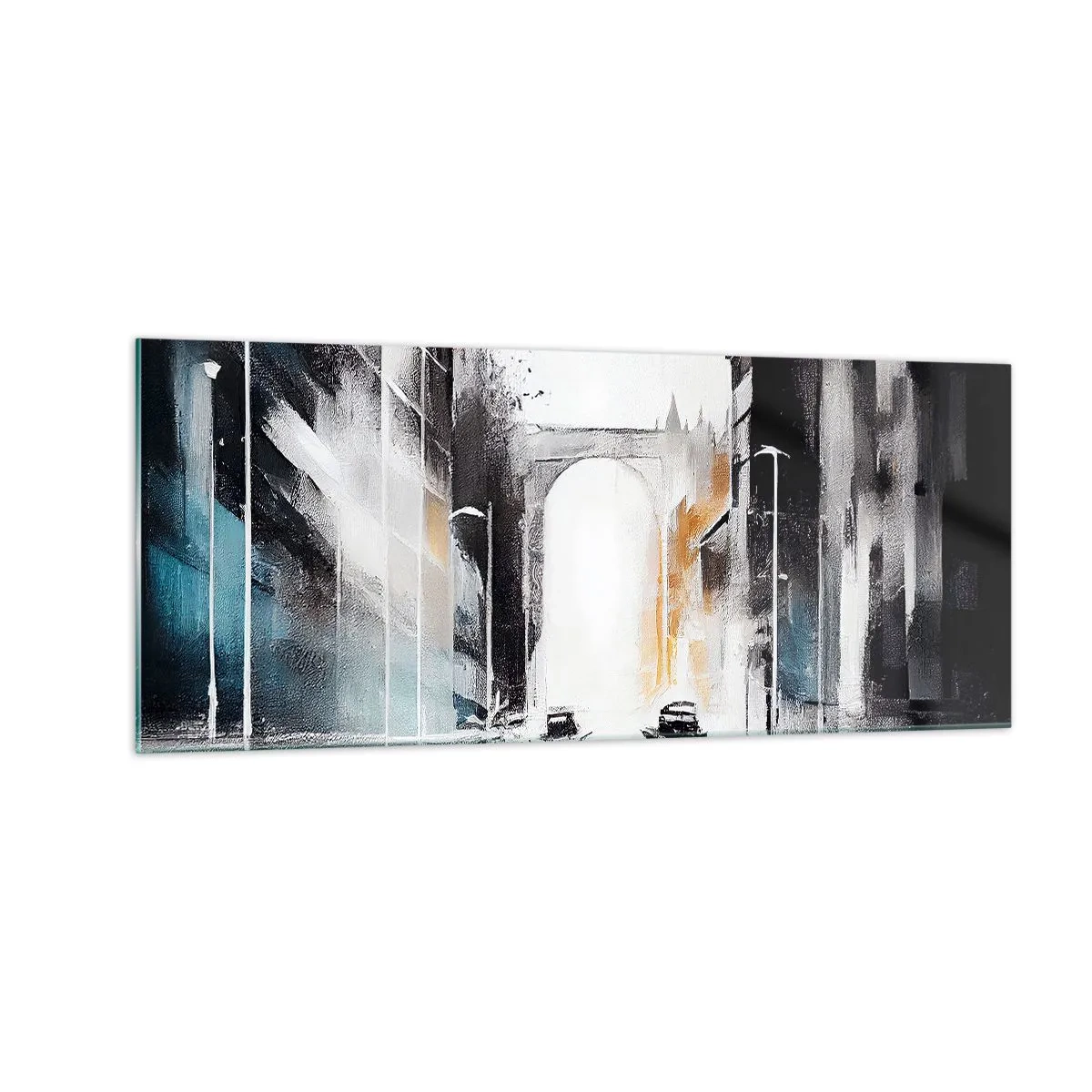 Cuadro sobre vidrio - Impresiones sobre Vidrio - Estudio de la ciudad: arquitectura y movimiento - 100x40 cm