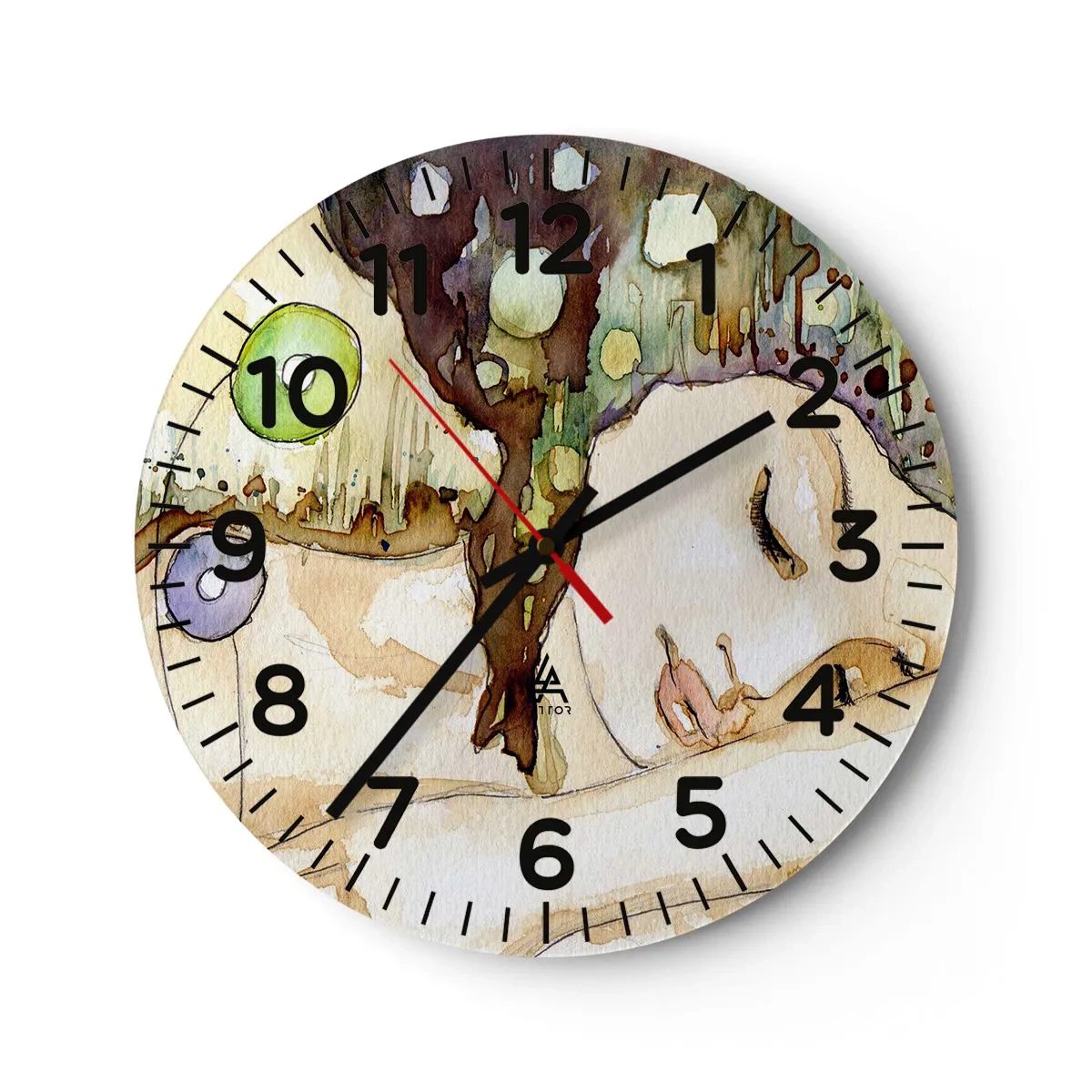 Reloj de pared - Reloj de vidrio - Sueño esmeralda y violeta - 30x30 cm