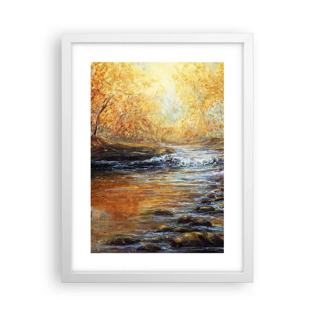 Póster en marco blanco - Arroyo de oro - 30x40 cm