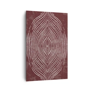 Cuadro sobre lienzo - Impresión de Imagen - Ondas simétricas en líneas blancas sobre un fondo marrón - 80x120cm - El espacio habla - Decoración de pared moderna para salón y dormitorio ARTTOR