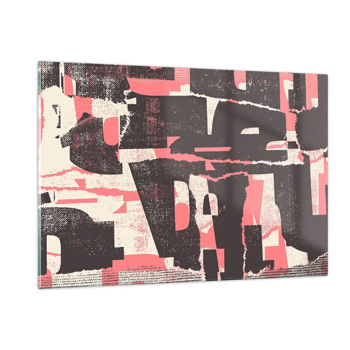 Cuadro sobre vidrio - Impresiones sobre Vidrio - Abstracción moderna en negro, rojo y beige. - 120x80cm - Todo el ajetreo - Decoración de pared moderna para salón y dormitorio ARTTOR