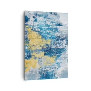 Cuadro sobre lienzo - Impresión de Imagen - Abstracción en tonos azules y amarillos - 70x100cm - Una abstracción serena - Decoración de pared moderna para salón y dormitorio ARTTOR