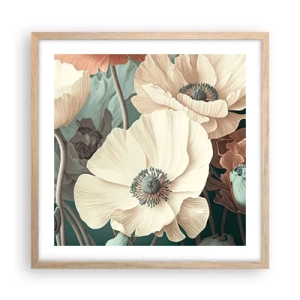 Póster en marco roble claro - Susurro de amapolas - 50x50 cm