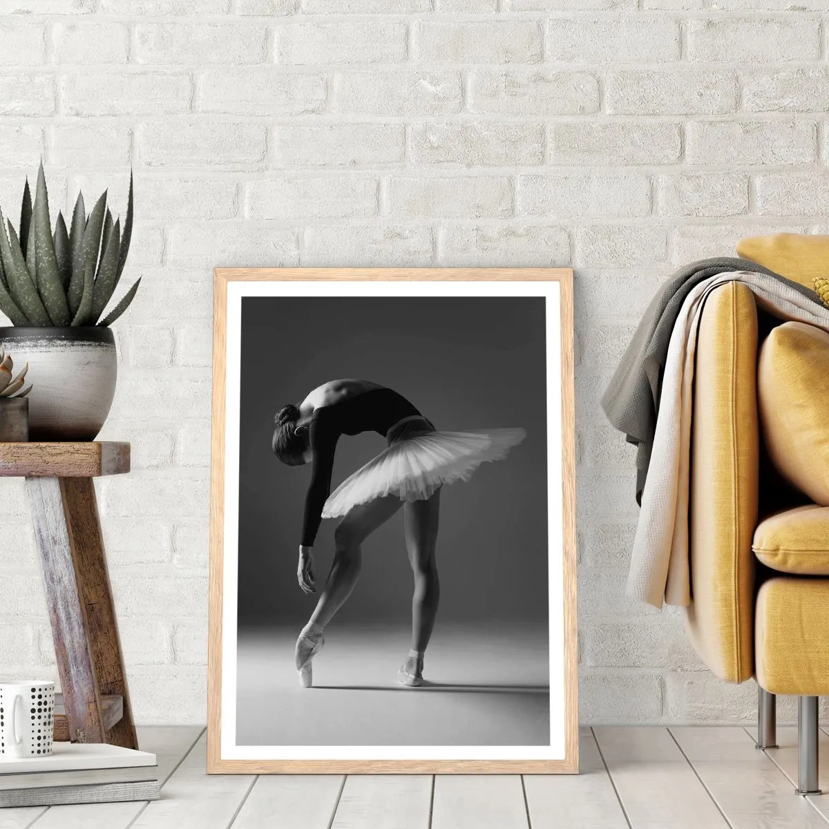 Póster en marco roble claro - Bella bailarina - 61x91 cm