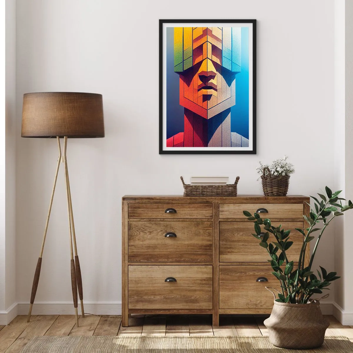Póster en marco negro - Un rostro monumental de estilo geométrico - 50x70cm - Un hombre de principios - Decoración de pared moderna para salón y dormitorio ARTTOR