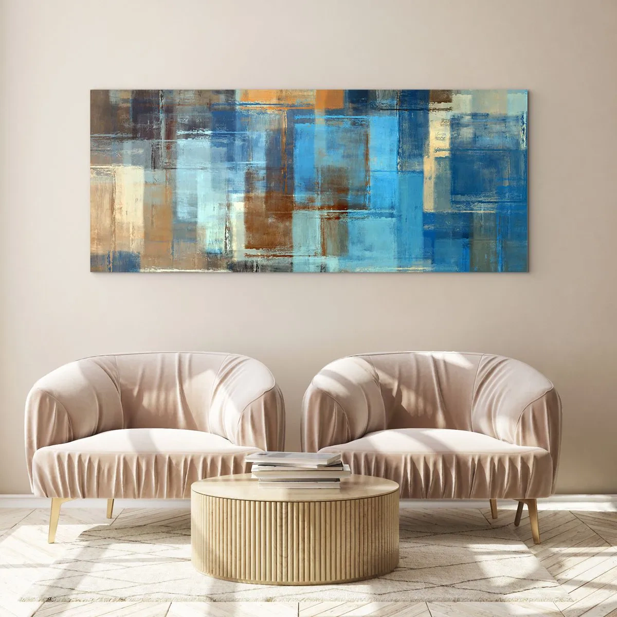 Cuadro sobre vidrio - Impresiones sobre Vidrio - A través del velo azul - 90x30 cm