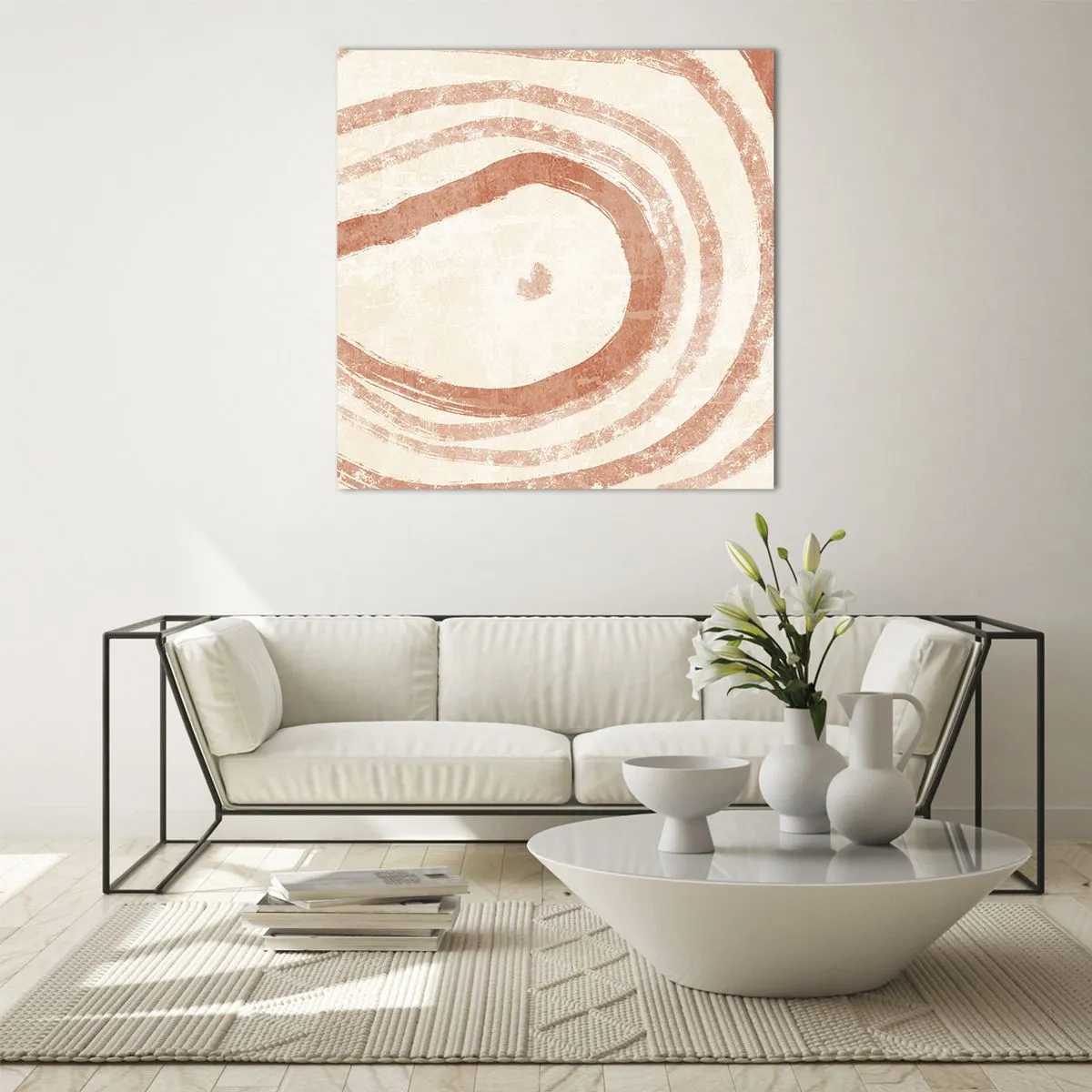 Cuadro sobre vidrio - Impresiones sobre Vidrio - Círculos de coral - composición - 70x70 cm