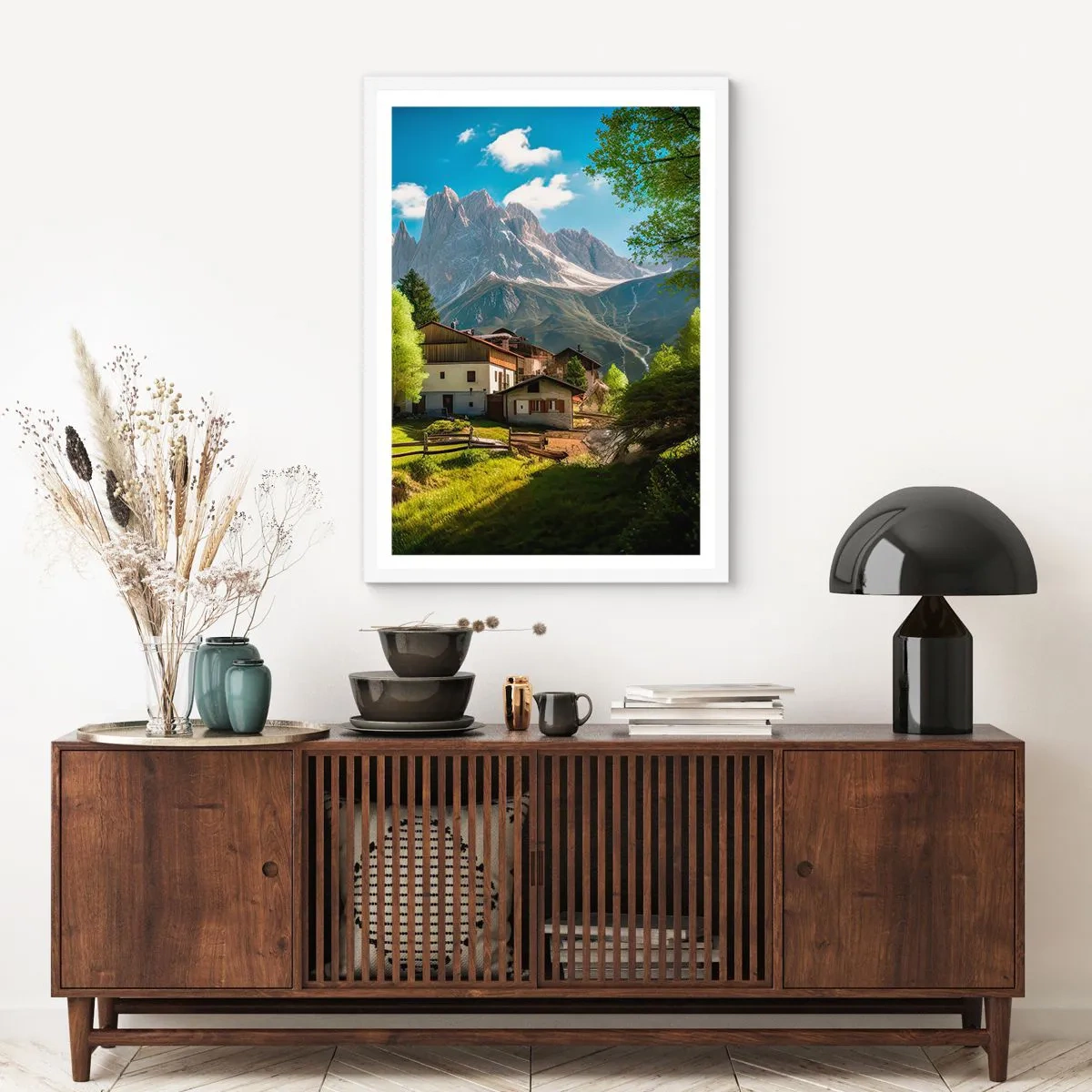 Póster en marco blanco - Idilio alpino - 40x50 cm