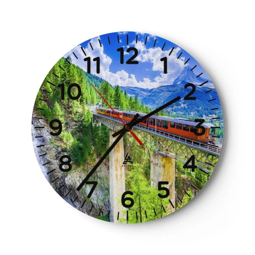 Reloj de pared - Reloj de vidrio - Ferrocarril a los Alpes - 30x30 cm