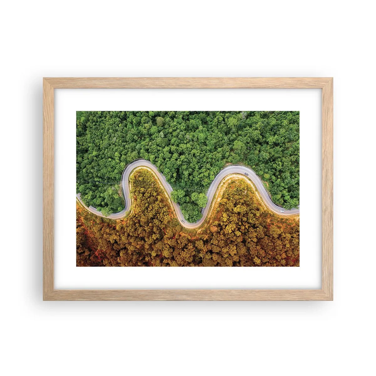Póster en marco roble claro - Frontera serpenteante - 40x30 cm