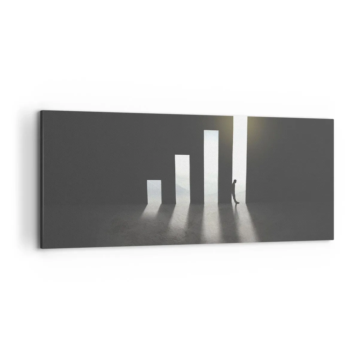 Cuadro sobre lienzo - Impresión de Imagen - Crecimiento simbólico en forma de pasajes iluminados por la luz. - 120x50cm - El camino del éxito - Decoración de pared moderna para salón y dormitorio ARTTOR