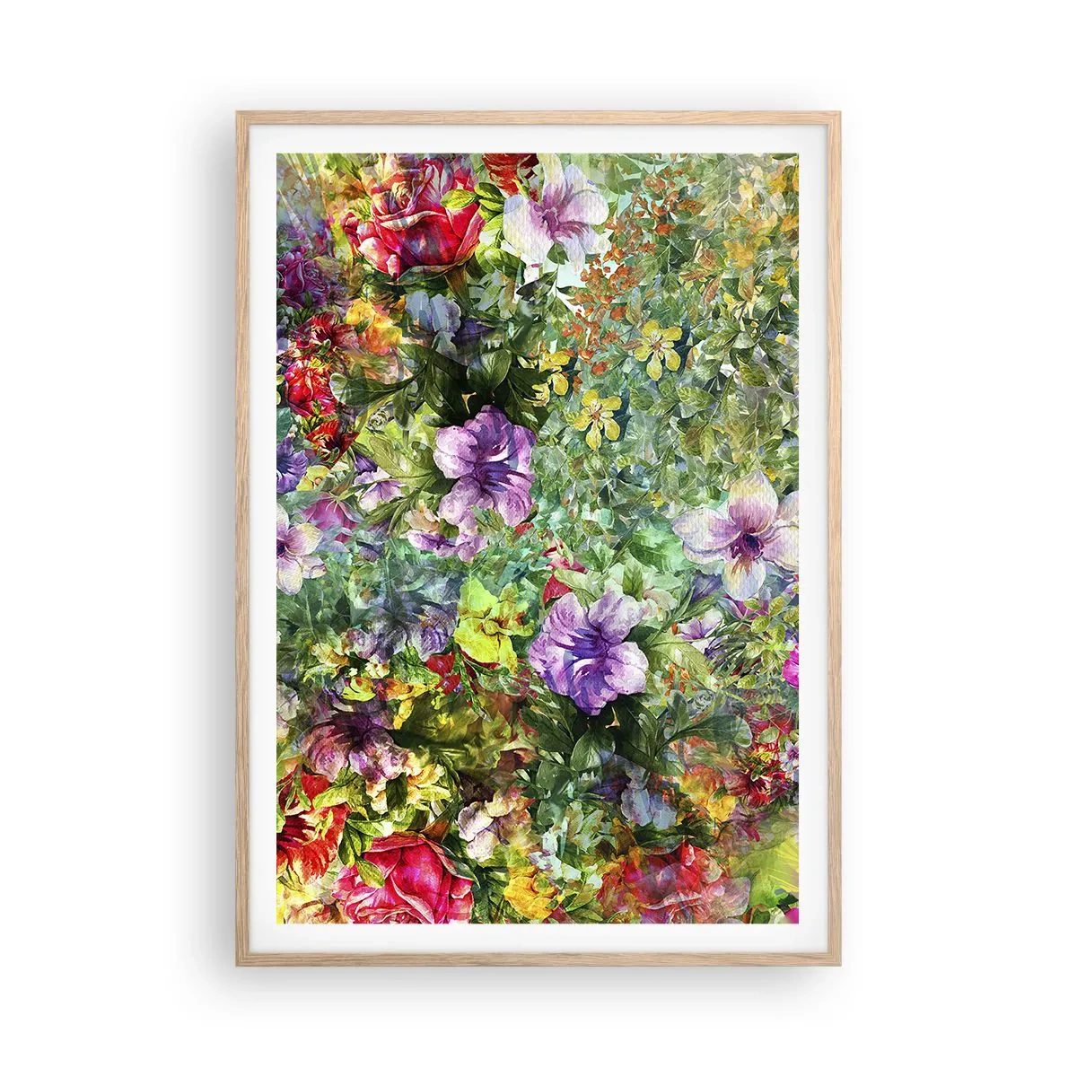 Póster en marco roble claro - En flores a la perdición - 70x100 cm