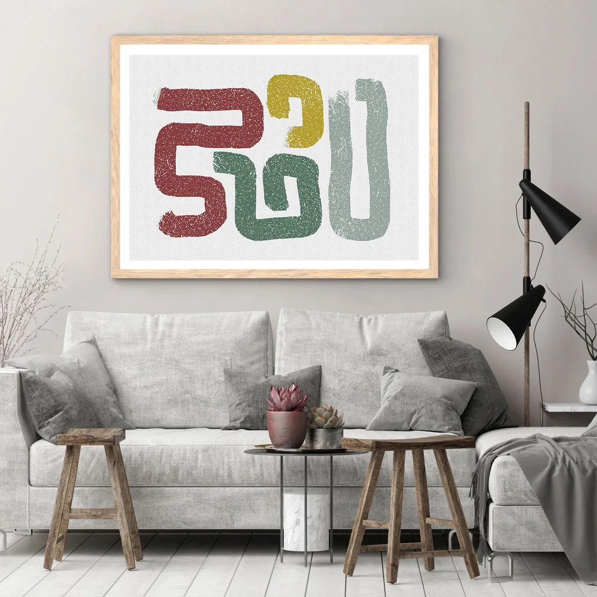 Póster en marco roble claro - En un idioma desconocido - 100x70 cm