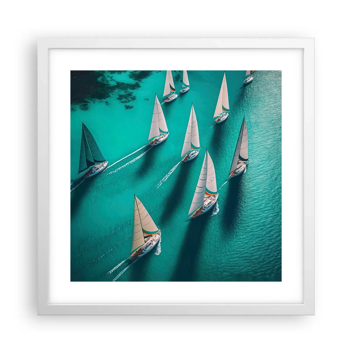 Póster en marco blanco - En competición con el viento - 40x40 cm