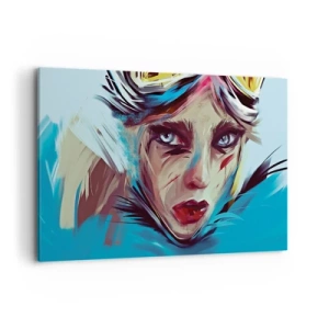 Cuadro sobre lienzo - Impresión de Imagen - Retrato de una mujer en colores dinámicos y estilo abstracto. - 120x80cm - Guerrera colorida - Decoración de pared moderna para salón y dormitorio ARTTOR