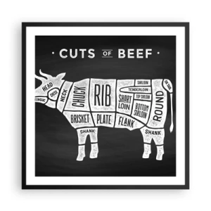 Póster en marco negro - Manual del carnicero - 60x60 cm