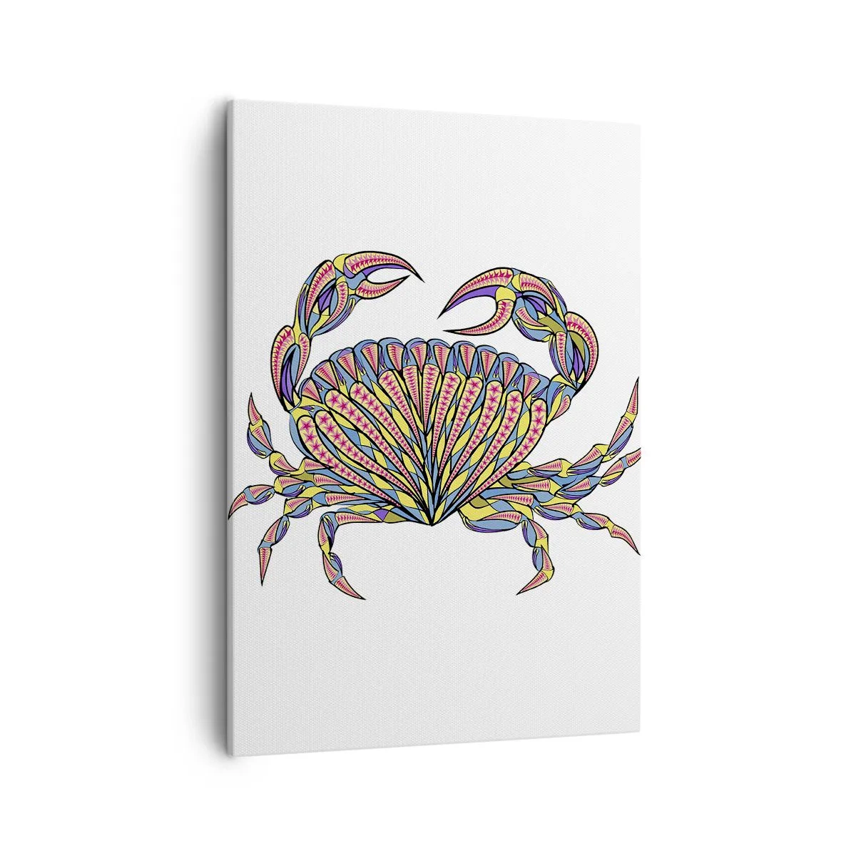 Cuadro sobre lienzo - Impresión de Imagen - Cangrejo colorido en estilo artístico. - 50x70cm - Joyas del mar - Decoración de pared moderna para salón y dormitorio ARTTOR