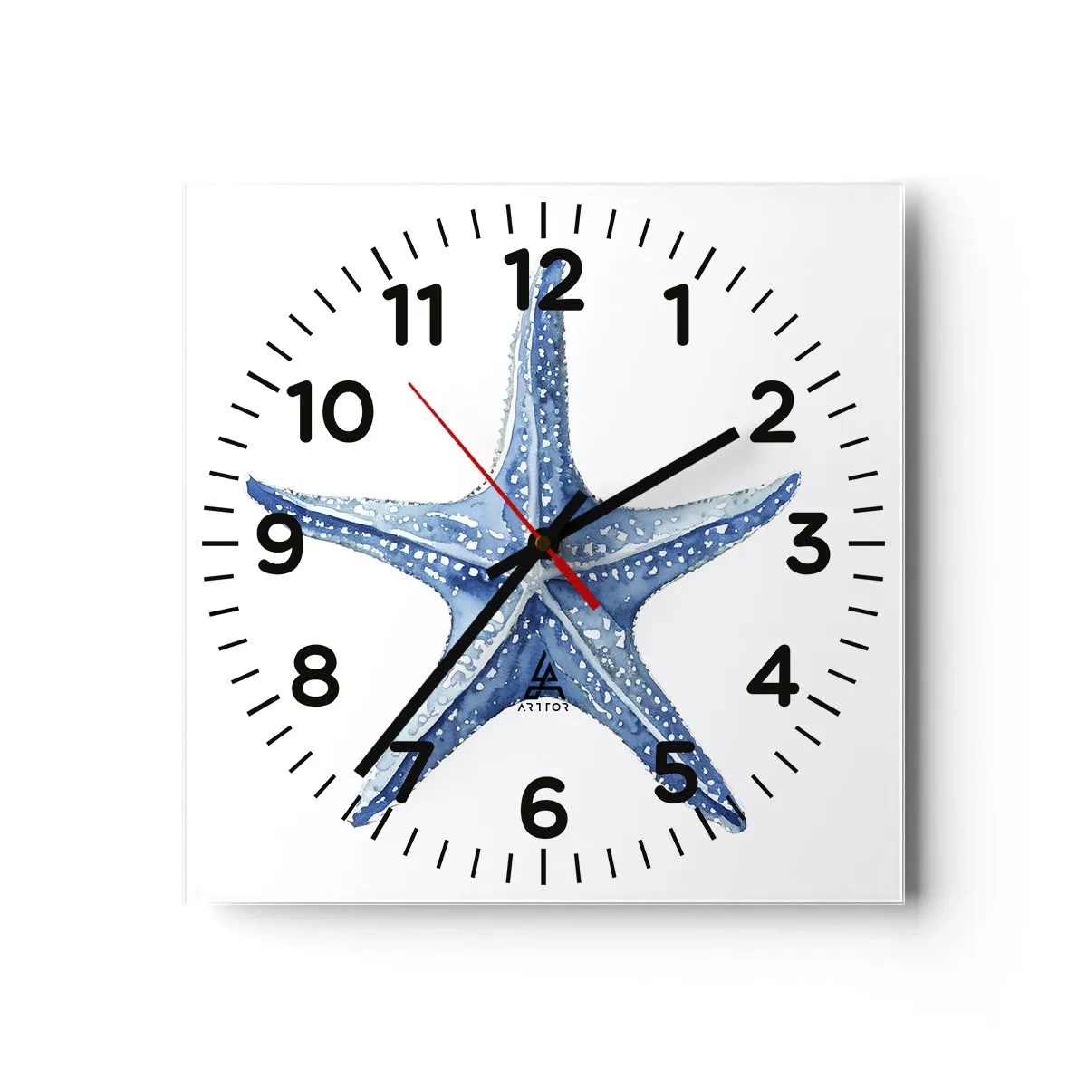 Reloj de pared - Reloj de vidrio - Estrella de mar - 30x30 cm
