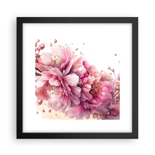Póster en marco negro - Flor de cerezo - 30x30 cm