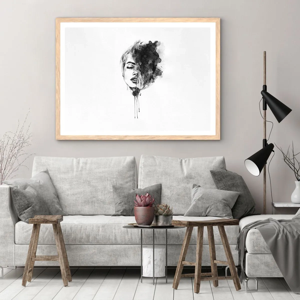 Póster en marco roble claro - Sueños en femenino - 70x50 cm