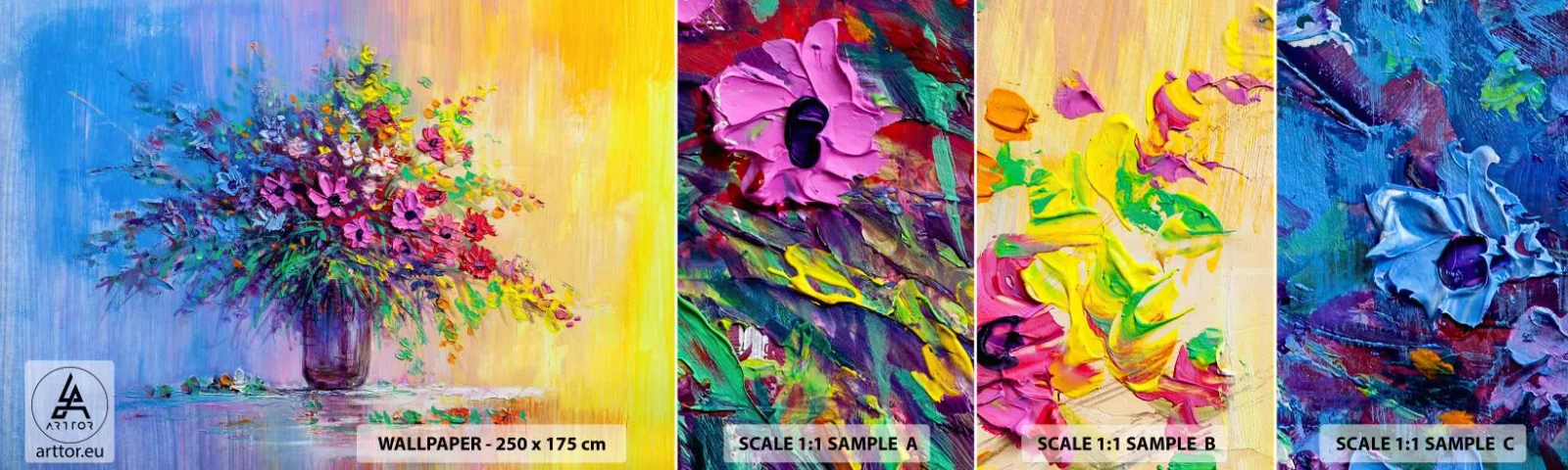 Muestra De Fotomural Standard Eco - El regalo de un prado de verano - Flores en un florero, Pedazo, Ramo de flores - 100x30 cm