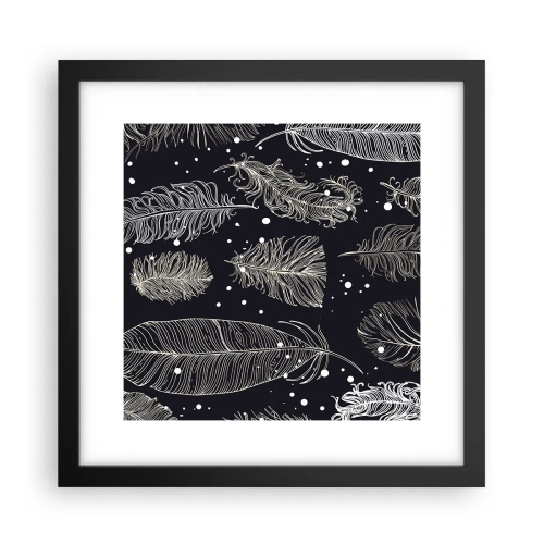 Póster en marco negro - Encaje de plumas - 30x30 cm