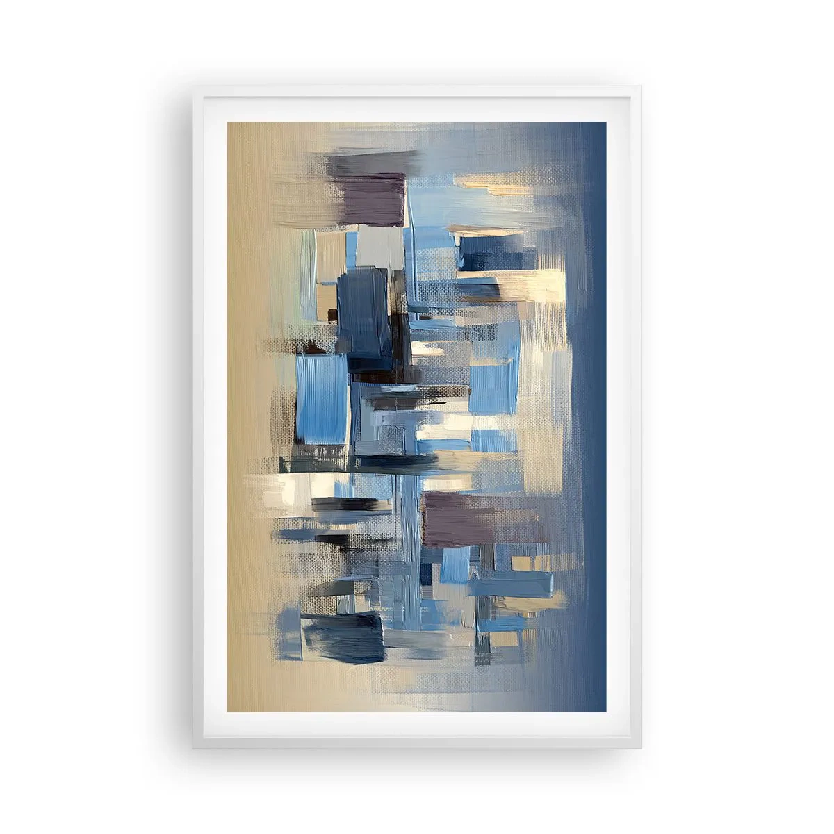 Póster en marco blanco - Construcción azul - 61x91 cm