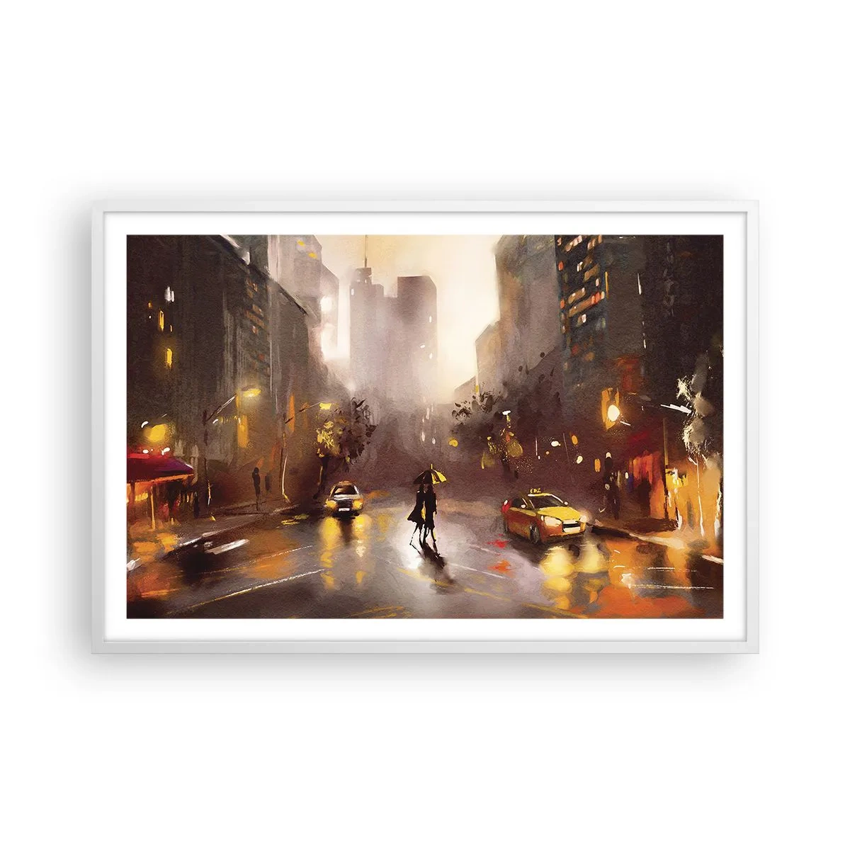 Póster en marco blanco - En las luces de Nueva York - 91x61 cm