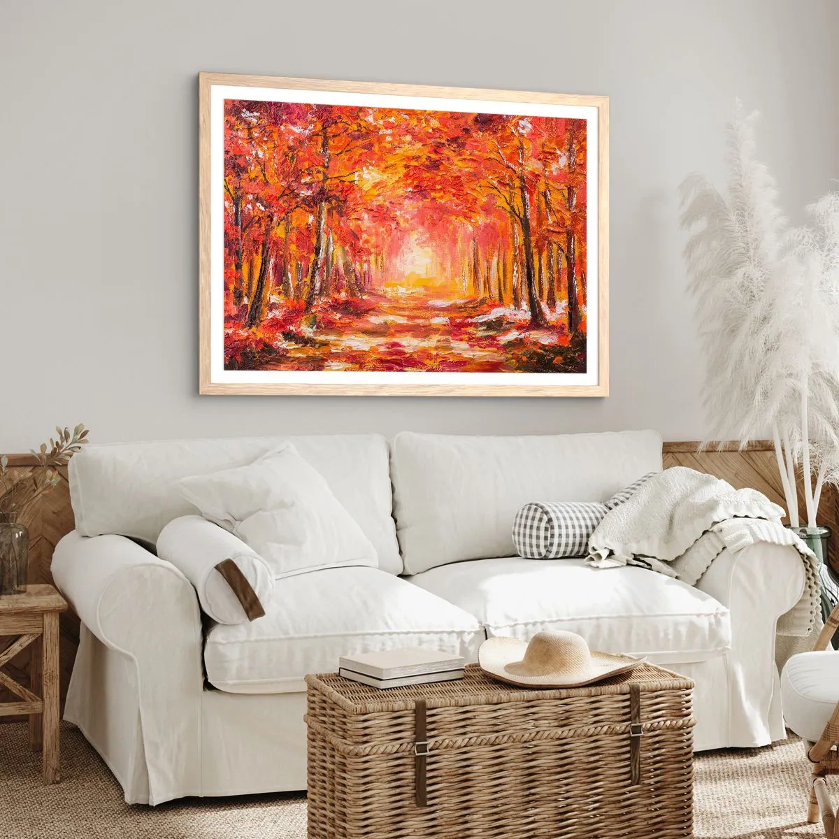 Póster en marco roble claro - Bosque de cobre - 40x30 cm