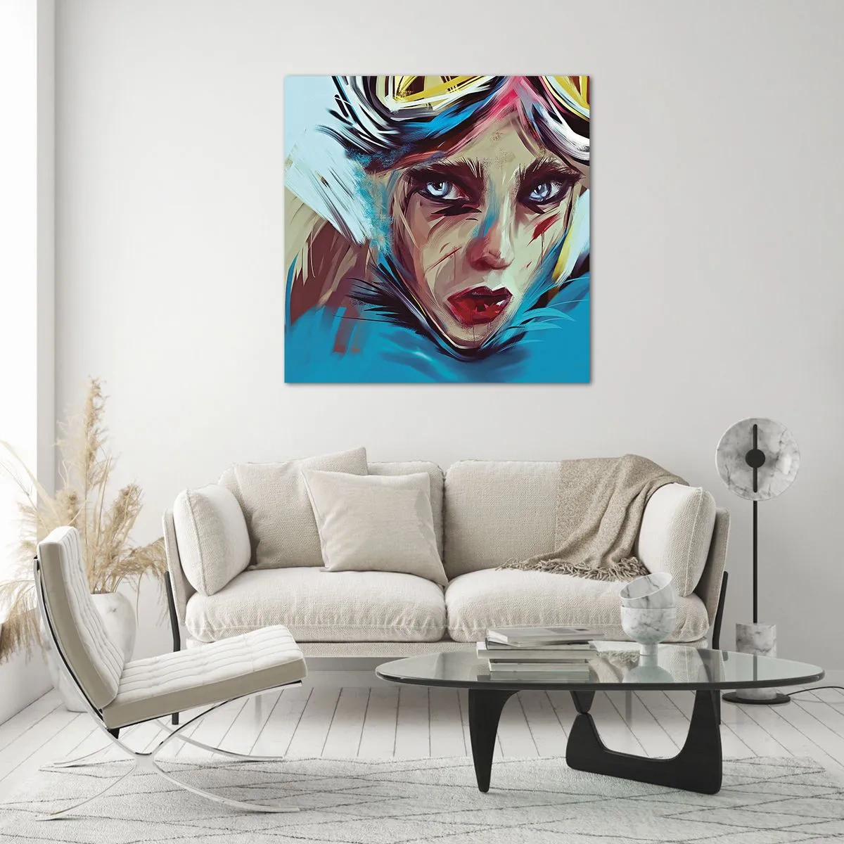 Cuadro sobre vidrio - Impresiones sobre Vidrio - Guerrera colorida - 60x60 cm