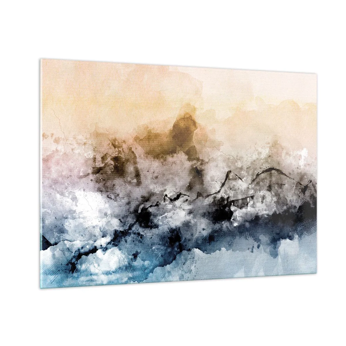 Cuadro sobre vidrio - Impresiones sobre Vidrio - Paisaje abstracto en tonos pastel con niebla. - 100x70cm - Hundido en una nube de niebla - Decoración de pared moderna para salón y dormitorio ARTTOR