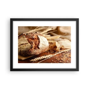 Póster en marco negro - Apetitoso, fragante, crujiente - 40x30 cm