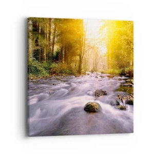 Cuadro sobre lienzo - Impresión de Imagen - Malaquita en un marco de plata y oro - 40x40 cm