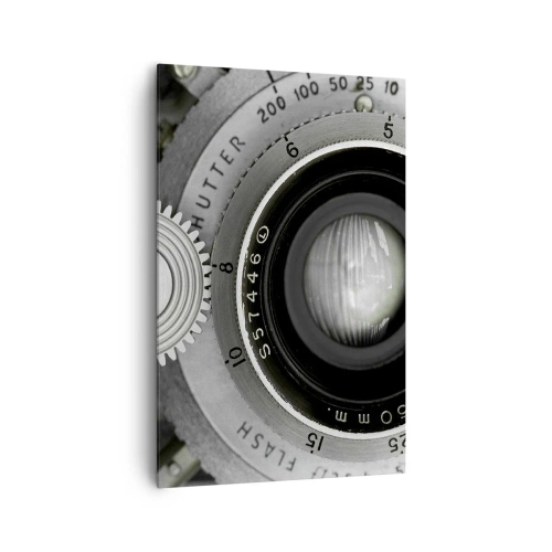 Cuadro sobre lienzo - Impresión de Imagen - La lente de una cámara antigua - 80x120cm - Una historia de Hollywood - Decoración de pared moderna para salón y dormitorio ARTTOR