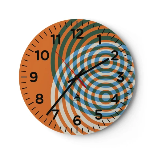 Reloj de pared - Reloj de vidrio - Círculos y abstracción - 40x40 cm