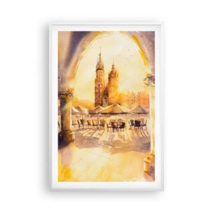 Póster en marco blanco - Este sobre el mercado de Cracovia - 61x91 cm