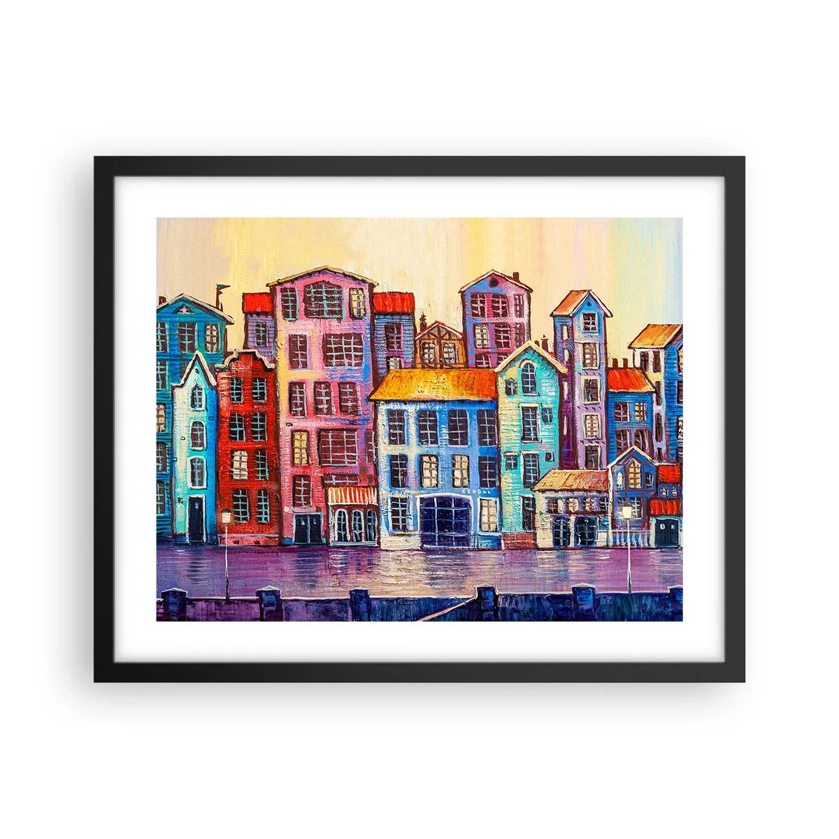 Póster en marco negro - Una ciudad como un cuento de hadas - 50x40 cm