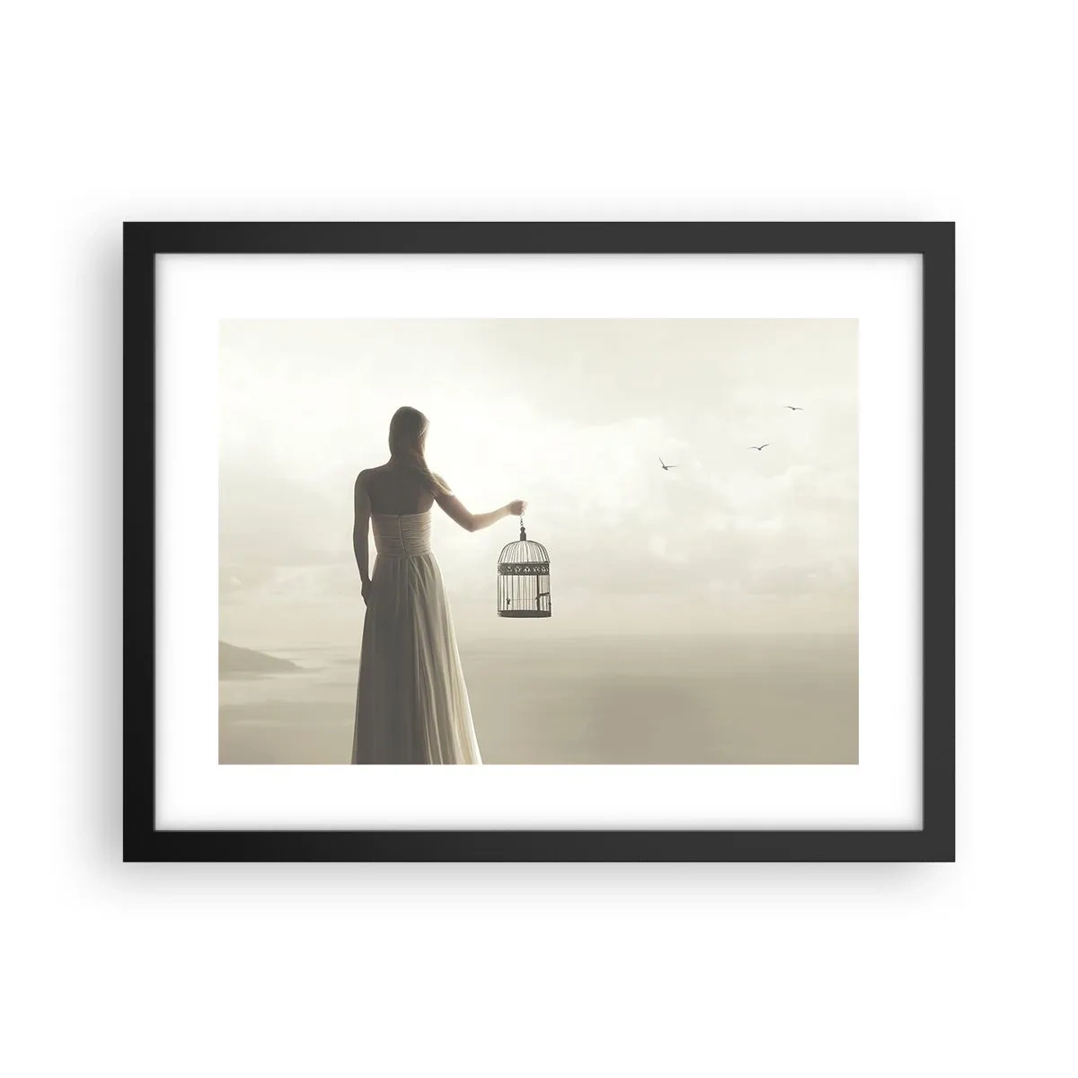 Póster en marco negro - Sé libre - 40x30 cm